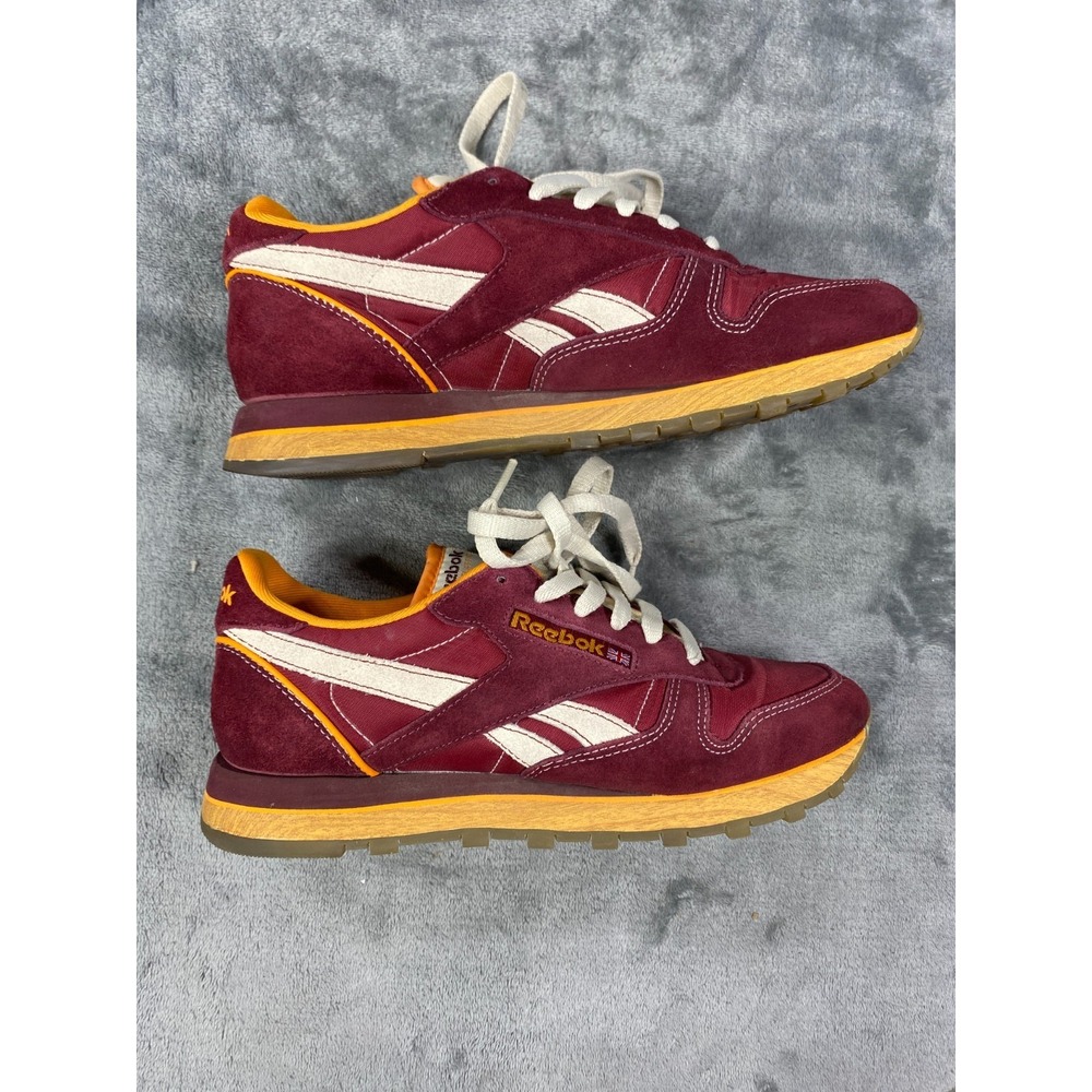 Reebok Classic Leather Suede Sneakers Women 6.5 Burgundy Retro Casual Shoes Cork - Picture 7 of 9